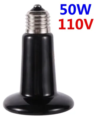 Obrázek produktu pro Topná lampa pro plazy – keramický infračervený ohřívač – 50W – 110V AC – Bez světla – Vhodná pro terária a vivária – Pro líhnutí a odchov