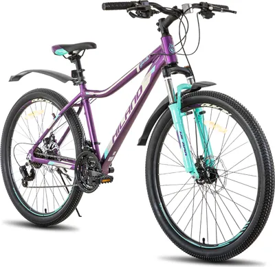 Produktbild von HILAND 26 Zoll Mountainbike Damen mit Lock-Out Federgabel 21 Gang Shimano Aluminiumrahmen Doppelscheibenbremse Studenten-Pendlerfahrrad, Lila