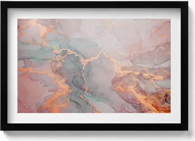 Produktbild von Marmor mit Gold– Wandbild mit Rahmen – Gerahmtes Bild  – Wanddekoration – 60x40 cm –  Schwarz Rahmen