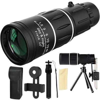 Produktbild von Monokular Fernrohr Fernglas Erwachsene Teleskop Kinder Telescope Zoom Monokular 16 x 52 Zoom, Smartphone Halterung, Stretchable Stativ set für Outdoor