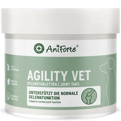 Produktbild von AniForte AgilityVET Gelenktabletten Hund 300 Stück - Natürlich & getreidefrei, Grünlippmuschel, Teufelskralle, Kollagen & Weihrauch für Hunde Gelenke