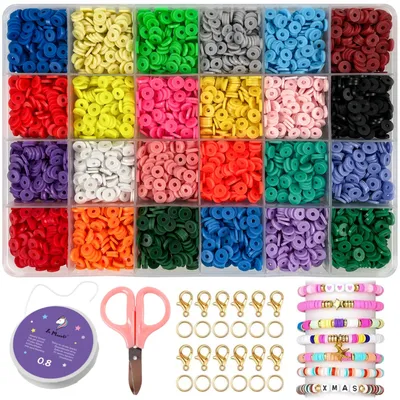Image de Set Créatif avec 5.500 Perles Plates – Bijoux DIY avec Accessoires, Fils & Idées pour Enfants, Ados et Adultes