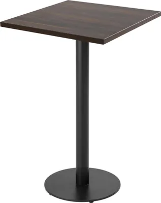 Image de Table haute carrée 60 cm pied noir et revêtement bois foncé - Oviala Rivoli