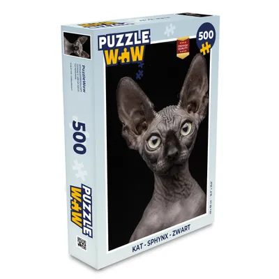Obrázek produktu pro MuchoWow® Puzzle 500 dílků Kočka - Sphynx - Černá - Myšlení - Hra - Hračka