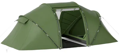 Produktbild von Tunnelzelt für 4-6 Personen, Campingzelt mit Tür, Bodenplane, 2000mm wasserdicht Grün