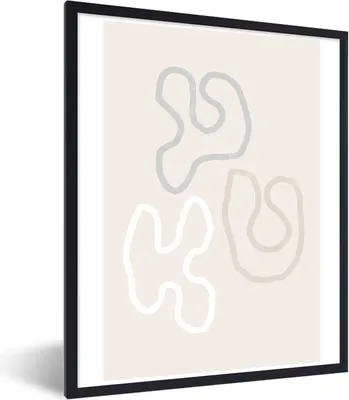 Produktbild von MuchoWow® Gerahmtes Poster Minimalismus - Linienkunst - Formen 60x80 cm - Poster mit Schwarzem Bilderrahmen Wandposter Rahmen Foto Bilder - Premium - Wanddeko Wohnzimmer