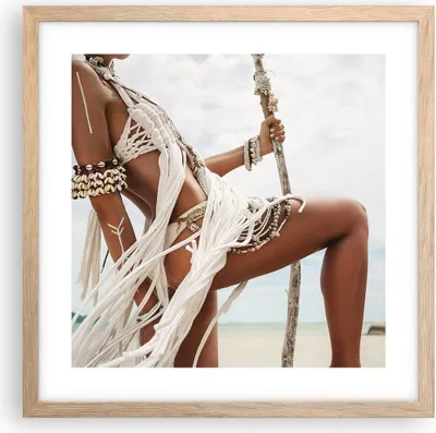 Produktbild von Gerahmtes Poster - Rahmen in heller Eiche - Frau Freiheit Exotik - 40x40 cm - Wand Bild - Wanddeko - Wandbilder - Kunstposter - Wandposter - Bilderrahmen - Bilder - Kunstdruck - P2NAC40x40-4942