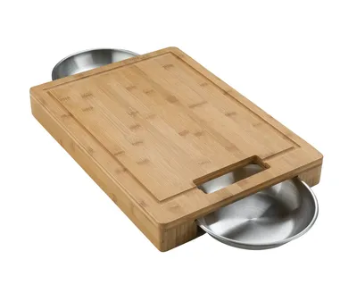 Produktbild von Napoleon Pro Schneidebrett mit 2 Edelstahl Schalen