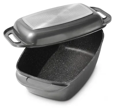 Produktbild von STONELINE® Bräter Schmortopf Grau 43x26 cm | mit Deckel