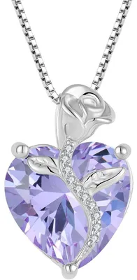 Productafbeelding van Ketting voor dames, zilver 925, geboortesteen, roos, hanger met alexandriet, 45+3 cm