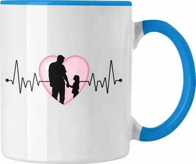Produktbild von Trendation - Papa und Tochter Tasse Geschenk Vatertag Herzschlag Geschenk von Tochter für Vater zum Vatertag (Blau)