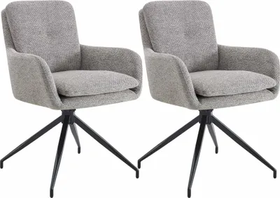 Produktbild von CLP 2er Set Esszimmerstühle Pickett Stoffbezug 180° Schwenkfunktion bis 150 kg taupe