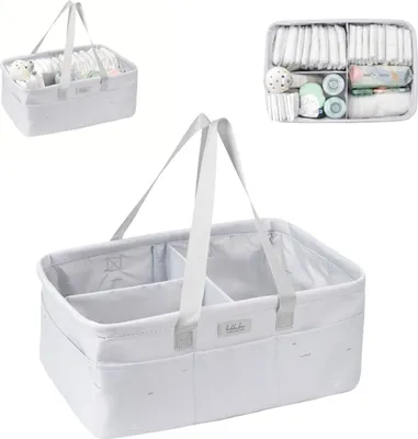 Produktbild von Kikkaboo Wickeltasche, Korb, Windelorganizer faltbar Griffe abnehmbare Trennwand weiß