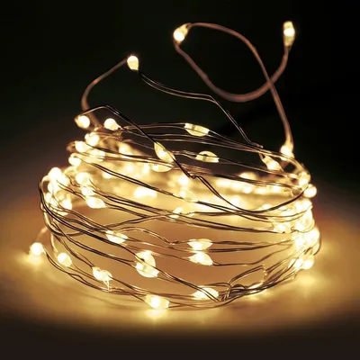 LED Micro Drahtlichtkette, 10 warmweiße LEDs, Timer, batteriebetrieben
