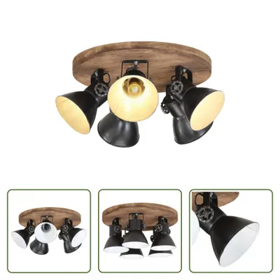 Zdjęcie produktu dla The Living Store Lampa sufitowa 25 W czarna 50x50x25 cm E27