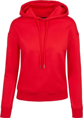Productafbeelding van Urban Classics TB1524 | Dameshoodie met capuchon en brede geribde boorden - Kleur: Brandrood - Maat: S