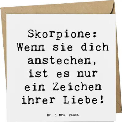 Produktbild von Mr. & Mrs. Panda Grußkarte Spruch Skorpion Liebe - Weiß - Geschenk, Tierkreiszeichen, Geschenke Astrologie, faltkarte, anlasskarte, Sternzeichen, Stachel, Humor, Horoskop