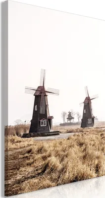 Produktbild von Vliesstoff Leinwandbild - Wooden Windmill (1 Part) Vertical 80x120 cm Landschaften c-B-0641-b-a
