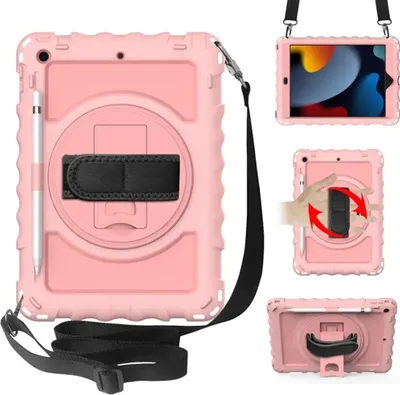 Produktbild von Tasche für iPad 9/8/7 10.2" mit Ständer und Schultergurt Pink