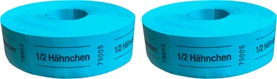 Produktbild von Bonrolle 1/2 HÄHNCHEN blau 2 Rollen je 1000 Abrisse perforiert nummeriert