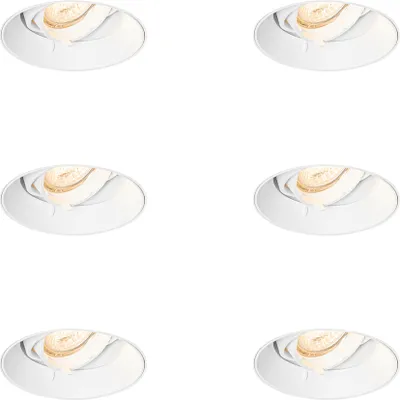 Produktbild von QAZQA - Set mit 6 modernen Einbaustrahlern Weiß GU10 Rund Trimless - Oneon I Wohnzimmer I Schlafzimmer - Aluminium - LED geeignet GU10