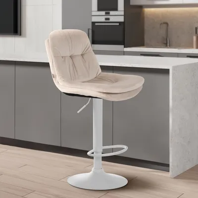 Produktbild von Barhocker HLO-CP325 Samt weiß  creme