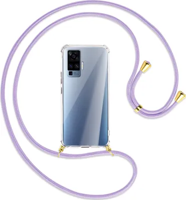 Produktbild von Handykette Backcover-Schutzhülle mit Band (Metall goldfarben) für vivo X50 Pro, X51 5G - violett