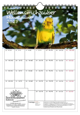 Produktbild von Wellensittichzauber Planer DIN A4 Kalender für 2027 Wellensittiche - Seelenzauber