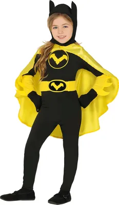 Produktbild von Fledermaus Katze Abenteuerfigur Kinder Kostüm Karneval Umhang Jumpsuit Gürtel Mütze Held Kostüm Fasching Fantasie Heldinnen Outfit Party, Größe: 140/146 Farbe: Schwarz