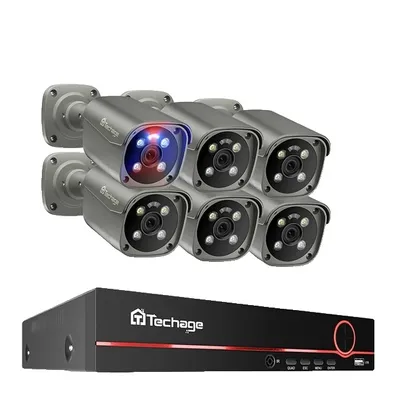 Obrázek produktu pro Bezpečnostní kamerový systém, rozlišení 4K HD, obousměrný zvuk, žádný, 8CH 6 kusů 8MP kamer