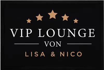 Produktbild von Fußmatte mit Namen VIP Lounge personalisiebar mit Wunschnamen rutschfest & waschbar SpecialMe® weiß 60x40cm