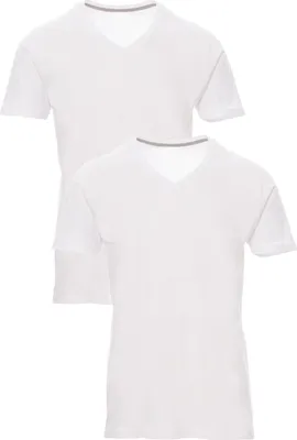 Produktbild von Mivaro Herren 2er Pack T-Shirt mit V-Ausschnitt in Weiß - kurzarm V-Neck Shirt aus 100% Baumwolle, Regular Fit, feinmaschiges Gewebe, Größen S bis 5XL