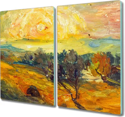 Produktbild von Coloray Hackbrett Küchenbrett Kochplattenabdeckung Schneidebrett Herdabdeckplatte 2x30x52 cm - Sonnenuntergang