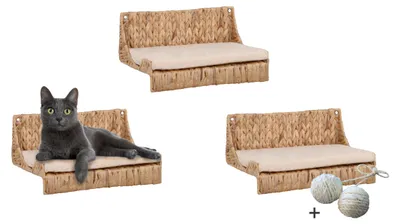 Produktbild von Rohrschneider Katzenkletterwand Fenja | Stilvolle Katzenmöbel | Wandmontage für aktive Stubentiger | Katzenspielzeug und perfekter Kratzbaumersatz | Katzenstufen Wand | robustes Katzenzubehör Wohnung, Größe:3er Set