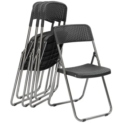 Produktbild von 4er Set klappstühle Rattan-Optik Campingstuhl Balkon Gartenstuhl bis 200 KG