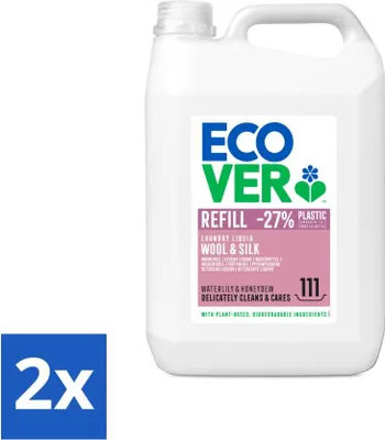 Produktbild von Ecover - Flüssigwaschmittel - Wolle & Feinwäsche - Seerose & Honigmelone - 5 Liter - 111 Wäschen - Vorteilspack - 2 Stücke