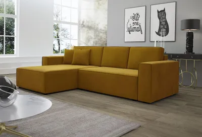 Produktbild von Ecksofa Schlafsofa Sofa CONOR PREMIUM Stoff Kronos Goldbraun Ottomane Links
