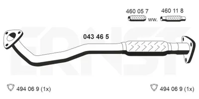 Produktbild von ERNST Abgasrohr Auspuffrohr für OPEL Vectra C Caravan (Z02) Vorne 043465