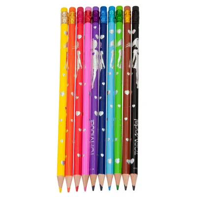 Produktbild von Depesche TOPModel Radierbare Buntstifte, Schwarz, Blau, Braun, Grün, Orange, Pink, Violett, Rot, Gelb, 10 Stück(e)