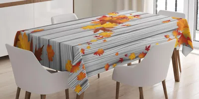 Obrázok produktu pre ABAKUHAUS Jesenná obrus, javorové listy stromu diagonálne listy lístie rustikálne drevené dosky, 140 x 240 cm, oranžová biela