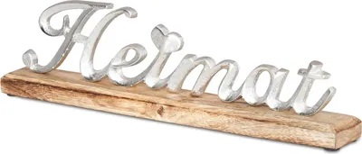Produktbild von Schriftzug Heimat L40cm Metall Silber Mango Holz Tischdeko Deko Aufsteller