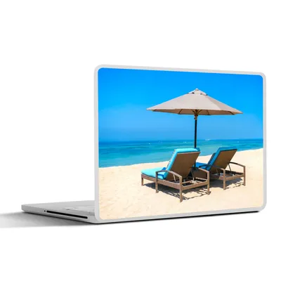 Produktbild von MuchoWow® Laptop Aufkleber Sticker Cover Strandkorb - Sonnenschirm - Sommer - Meer 32.5x23.5 cm - Sticker für Laptop - Selbstklebend