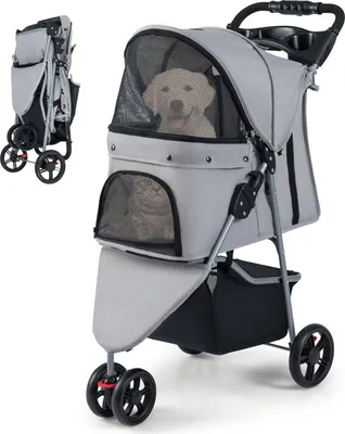 Produktbild von Faltbarer Haustierbuggy mit verstellbarem Verdeck, Grau