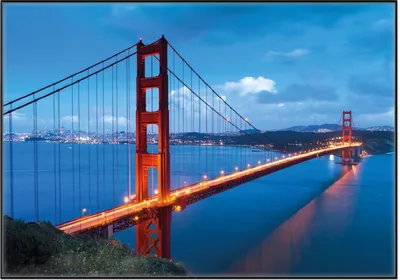 Produktbild von Wallario Wandbild Golden Gate Bridge in San Francisco  USA, Größe: 70,30 x 100,30 cm, Poster mit schwarzem Aluminiumrahmen
