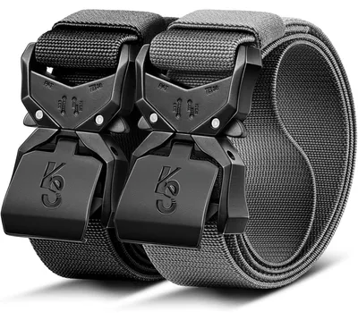 Produktbild von Taktischer Gürtel Herren 2er Set 38mm Schnellverschluss Metallschnalle 105cm Schwarz/Hellgrau