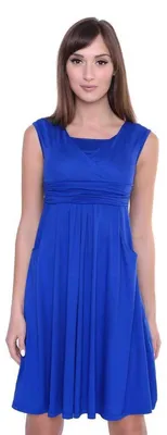 Produktbild von Kleid mit Raffungen V-Ausschnitt + MAMA Umstandsmode; Blau/XS/S 34/36