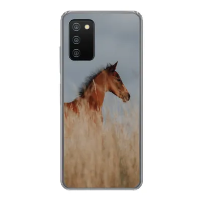 Produktbild von MuchoWow® Handyhülle Schutzhülle Hülle für Samsung Galaxy A03s Pferd - Luft - Gras Silikon Softcase Handy Hülle - Schutz