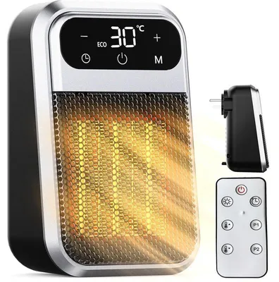 Produktbild von Heizlüfter 800 W mit Fernbedienung, Mini Keramik Heizlüfter mit LED-Display, Thermostat, 12-h-Timer und Überhitzungsschutz