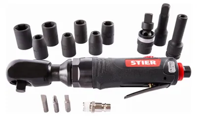 Produktbild von STIER Ratschenschrauber-Satz 33-1, 14 teilig Set, 1/2 Zoll Antrieb, Kraft-Steckschlüsseleinsatz 1/2 Zoll, Stecknippel 1/4 Zoll, Umschaltfunktion am Kopf