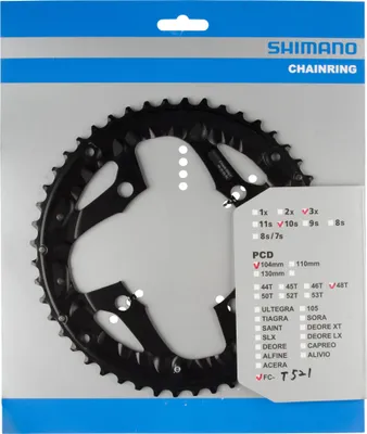 Produktbild von Shimano Teile Kettenblatt FC-T521, 48Z, Ø=104mm, Mitte, Shimano, 4-Arm, Aluminium, schwarz